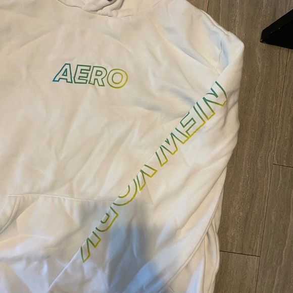 AEROPOSTALE  Small (m) Women Aero Drawstring Pullover Hoodie Soft White New York - Picture 2 of 4